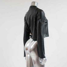 Load image into Gallery viewer, tkink black chain leather jacket