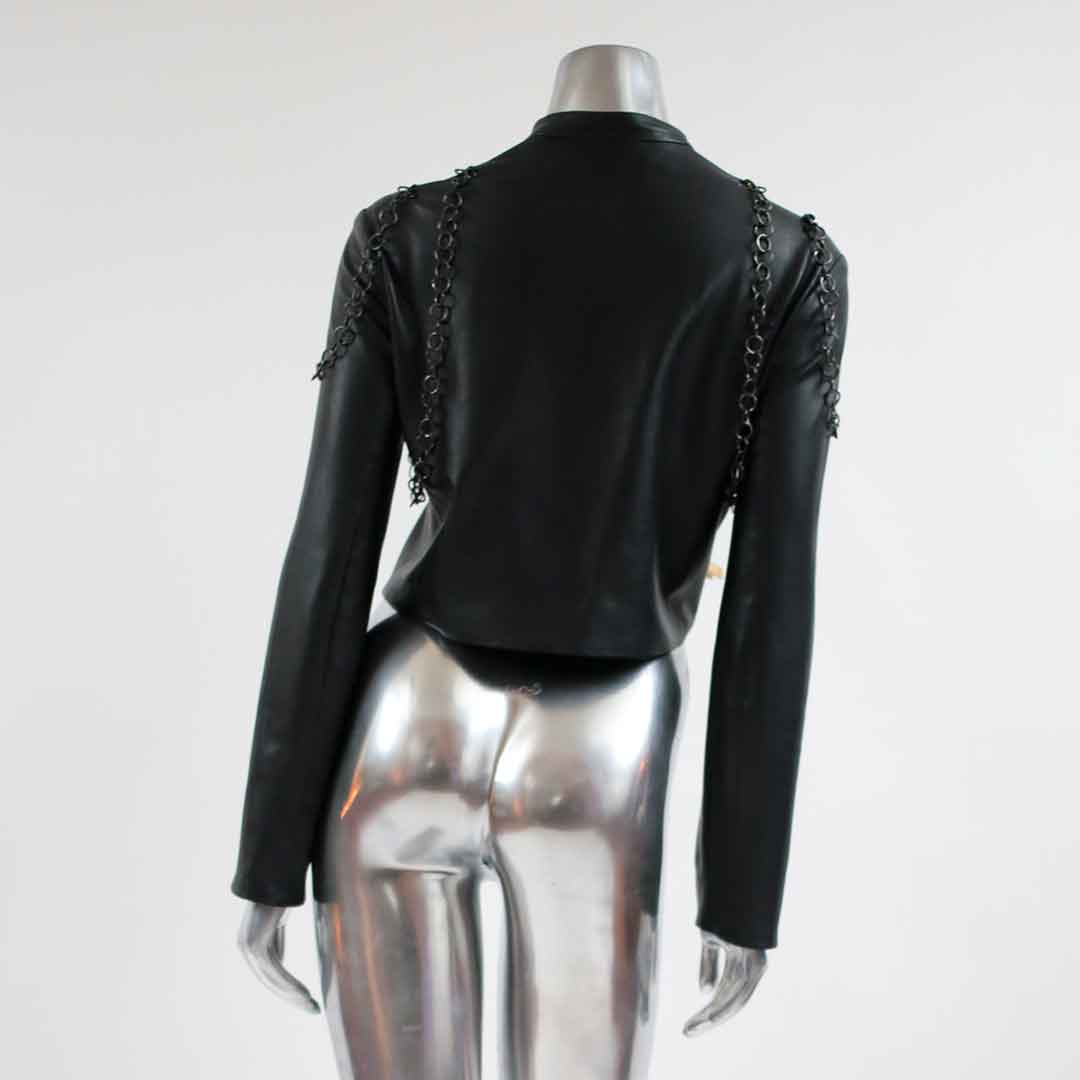 tkink black chain leather jacket