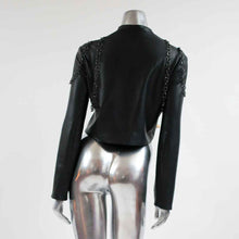 Load image into Gallery viewer, tkink black chain leather jacket