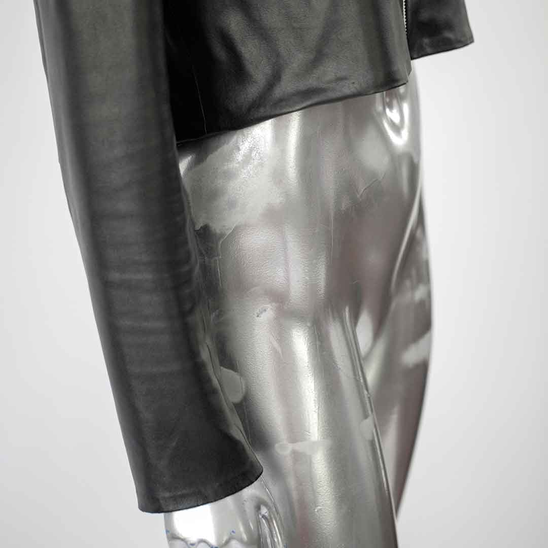tkink black chain leather jacket