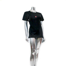 Load image into Gallery viewer, black t-shirt red rabbits illustration over white background