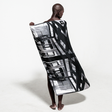 Load image into Gallery viewer, back view silk scarf dress wrapped around over white background