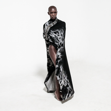 Load image into Gallery viewer, front view model in safety pin cape wrapped around body over white background