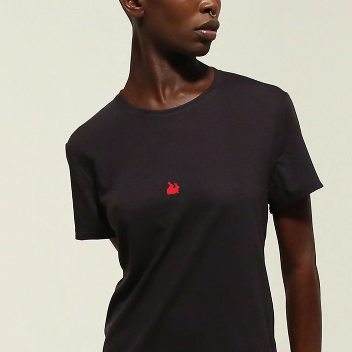 Black Tee / Red Bunny