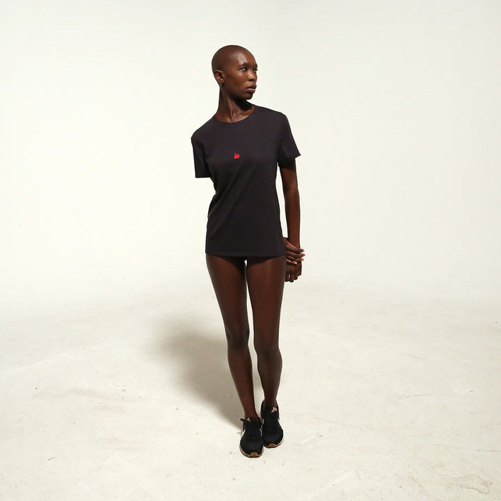 Black Tee / Red Bunny