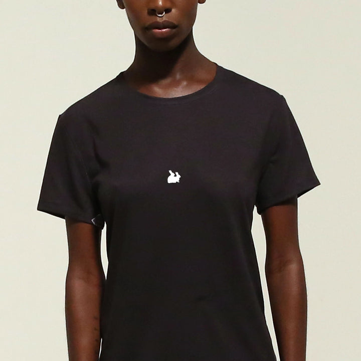 Black Tee / White Bunny