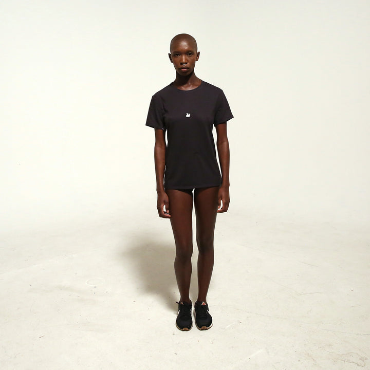 Black Tee / White Bunny