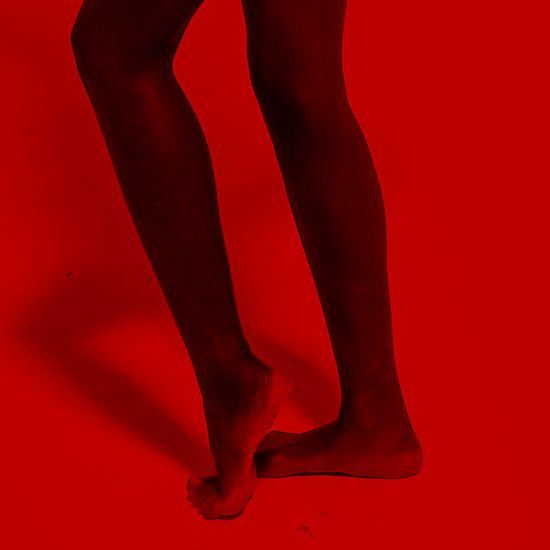 monochrome red legs pose