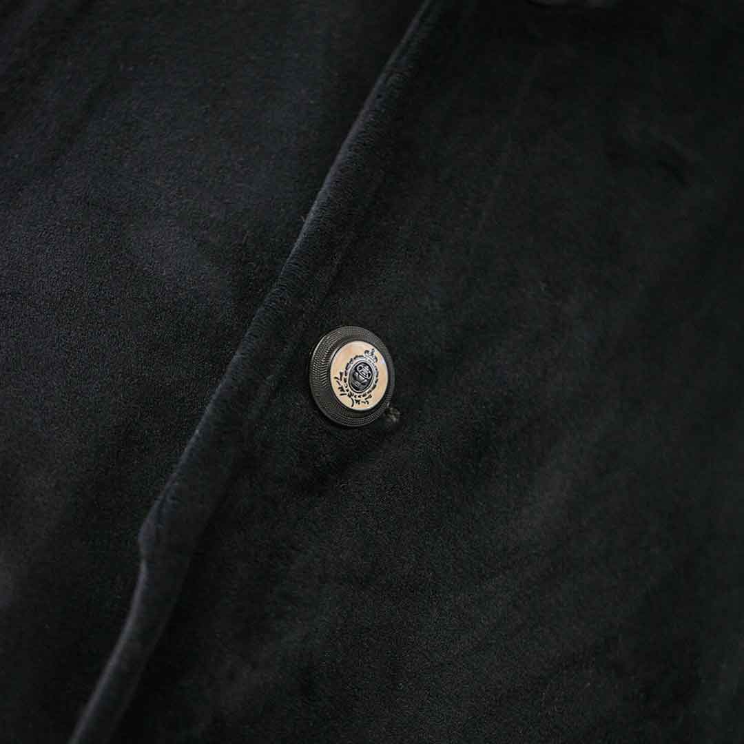 button on black velvet hoodie coat suit jacket