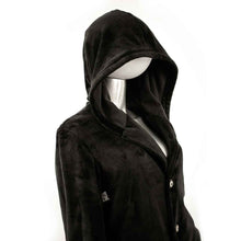 Load image into Gallery viewer, qr code on black velvet hoodie coat suit jacket on form over white background
