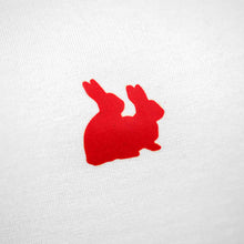 Load image into Gallery viewer, white t-shirt red rabbits illustration
